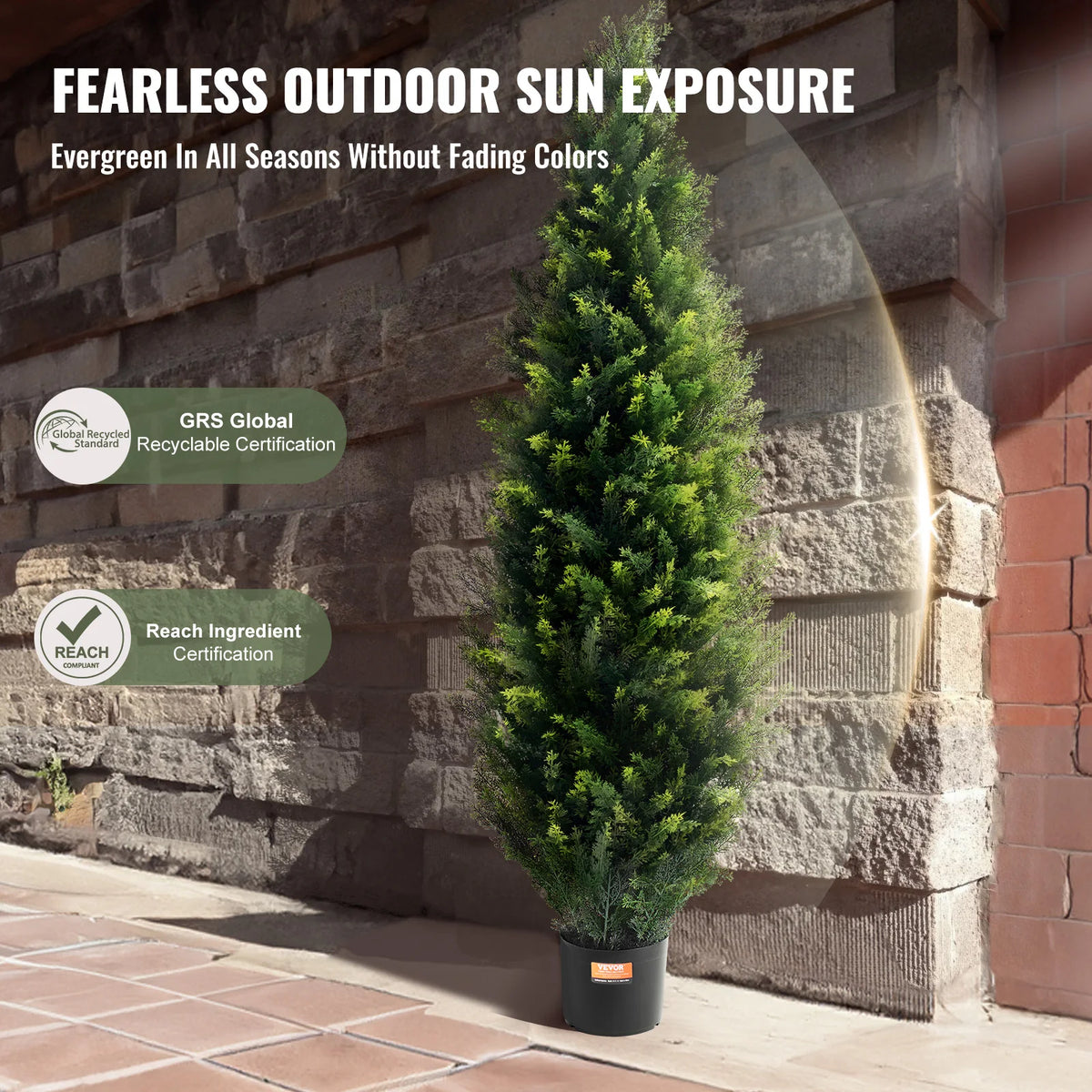 SucceBuy Artificial Cedar Topiary Tree Indoor Outdoor Home Decor