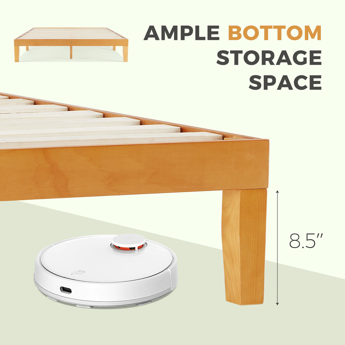 JHK Durable Pine Wood Bed Frame With Sturdy Slat Support