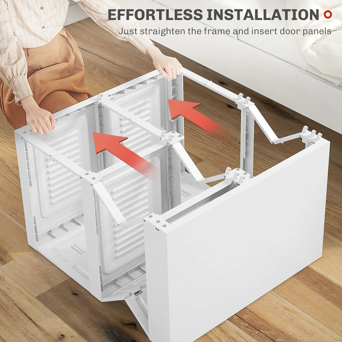 Portable Folding Wardrobe Closet With Hanging Rod And Magnetic Doors