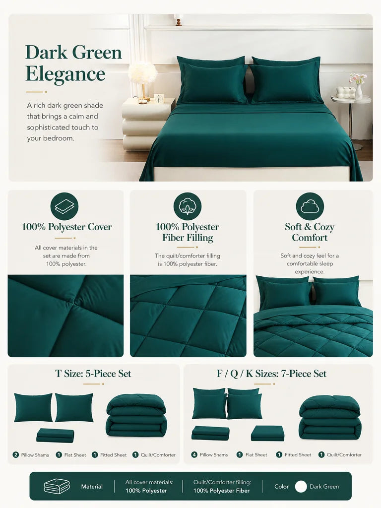 EasYum 5 Piece Bedding Set With Quilted Comforter And Sheets