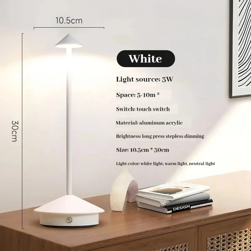 GGbingo Wireless Rechargeable LED Bedside Lamp Touch Control Desk Light