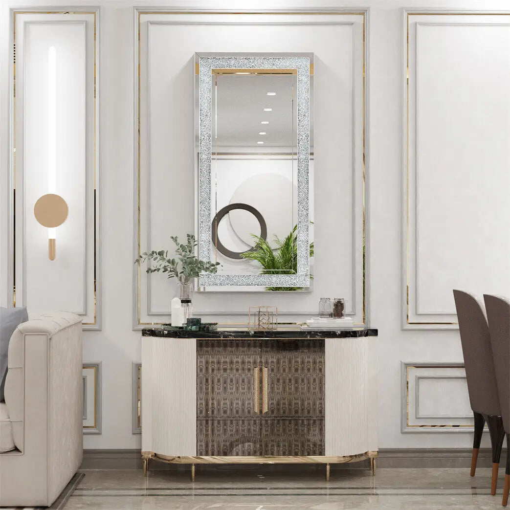 Crystal Crush Diamond Framed Wall Mirror For Home Decor