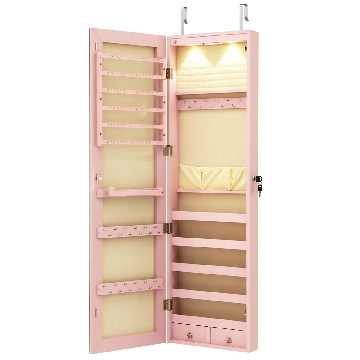 XIAOLANG Full Length Mirrored Jewelry Armoire With LED Lights