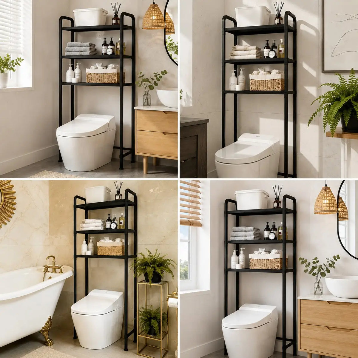 Bathroom Storage Shelf Anti-Fall Iron Middle Layer Boards