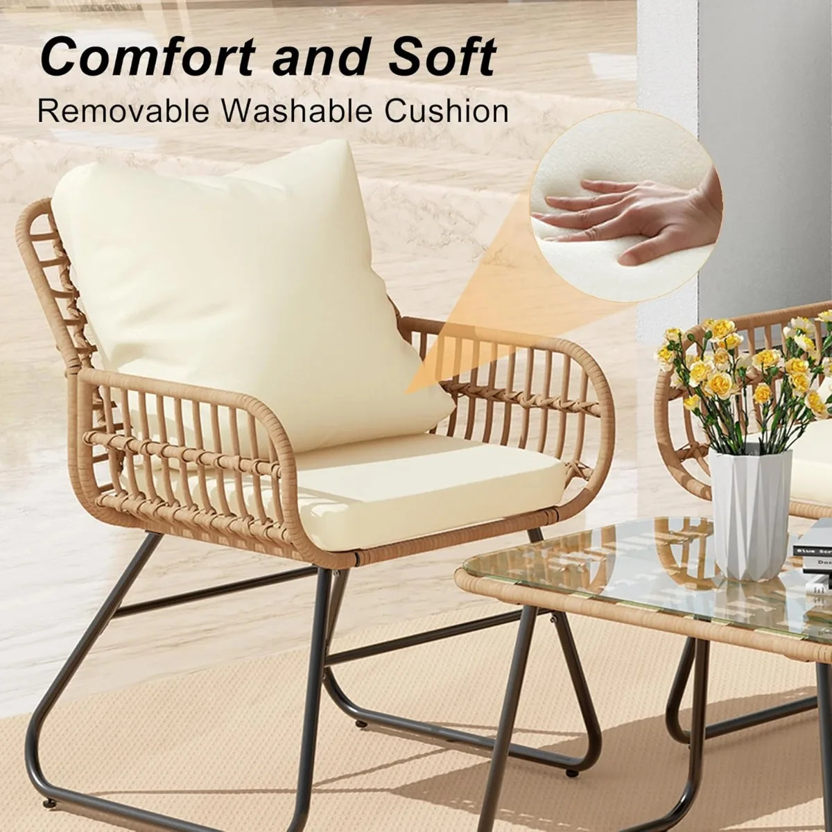 XIUWO All Weather Rattan Outdoor Patio Furniture Set With Cushions