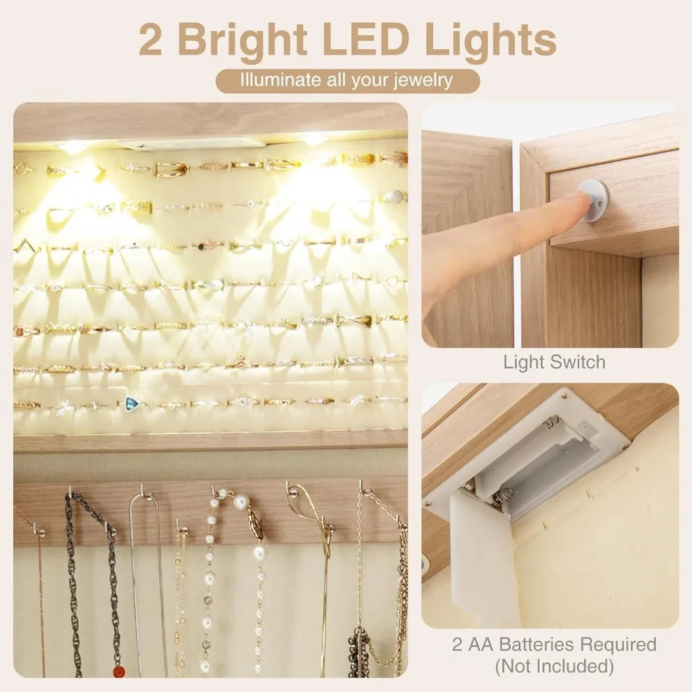 XIAOLANG Full Length Mirrored Jewelry Armoire With LED Lights