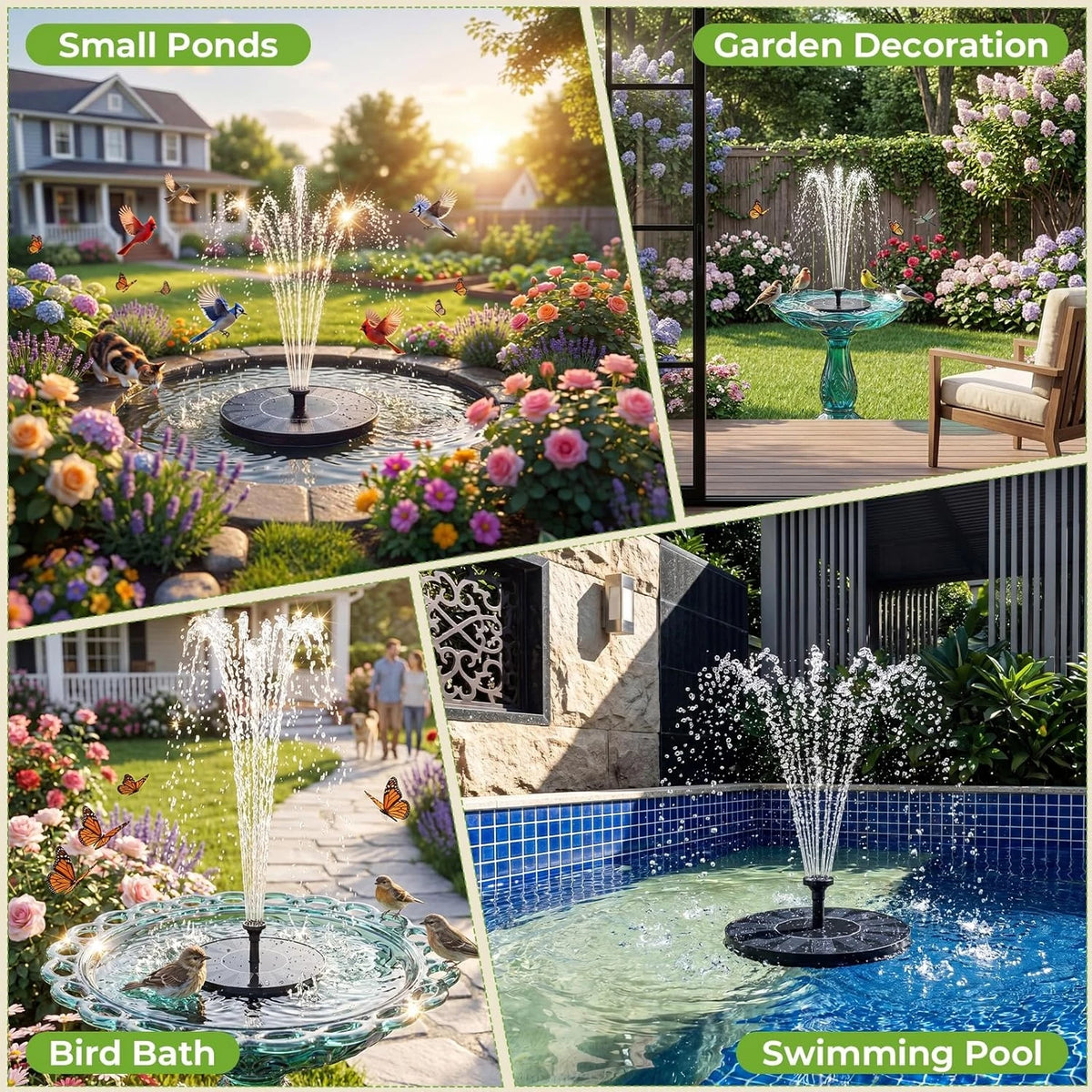 Robust Floating Solar Fountain With Six Nozzles For Garden Ponds