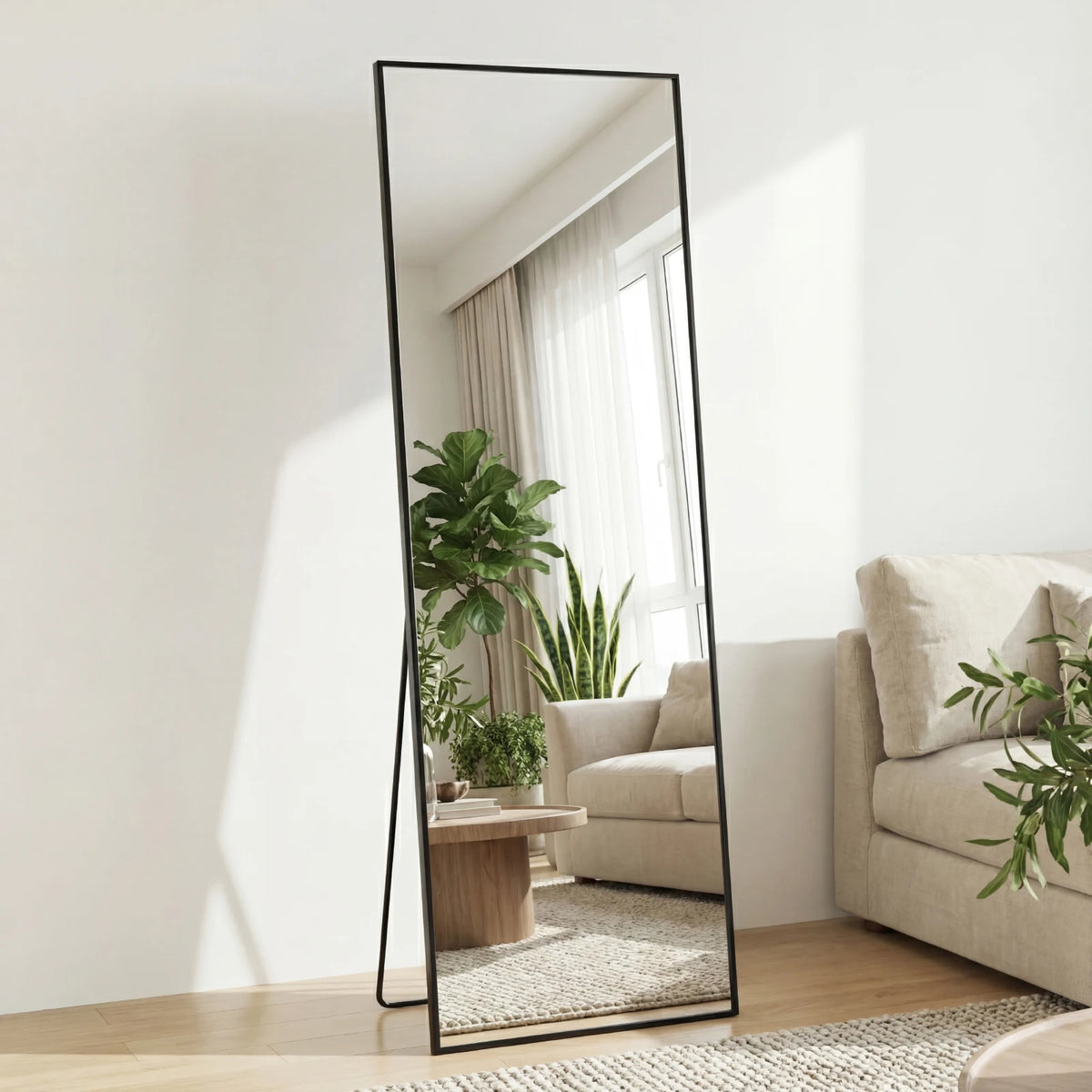 JHK 68"x26" Arched Full Length Mirror with Stand Floor Free Standing Aluminum Frame for Bedroom Bathroom Body Hanging Leaning