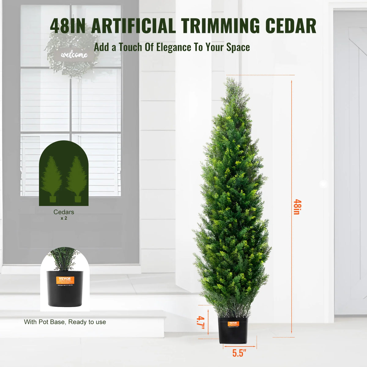 SucceBuy Artificial Cedar Topiary Tree Indoor Outdoor Home Decor