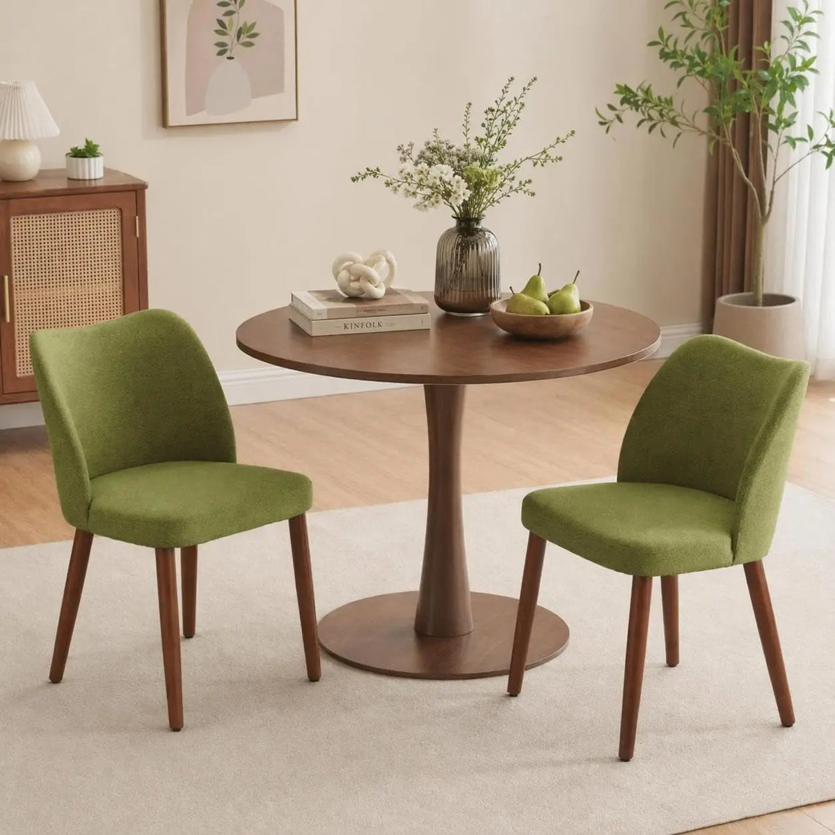 Modern Linen Upholstered Dining Chairs With Ergonomic Backrest