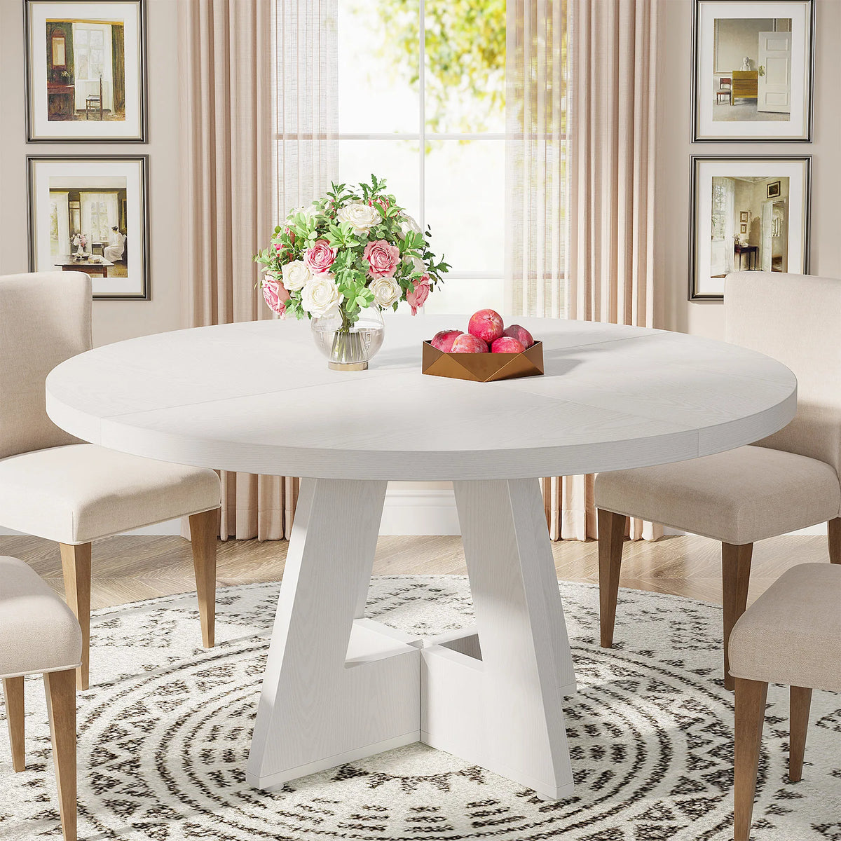 Tribesigns Round Dining Table Farmhouse Kitchen Table Home Furniture