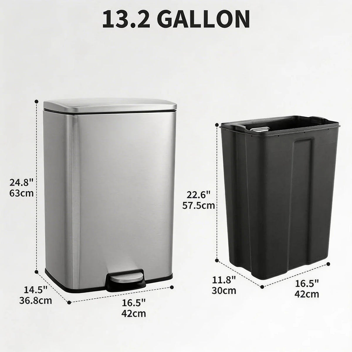 HiMISS Stainless Steel Pedal Trash Bin Fingerprint Proof Design