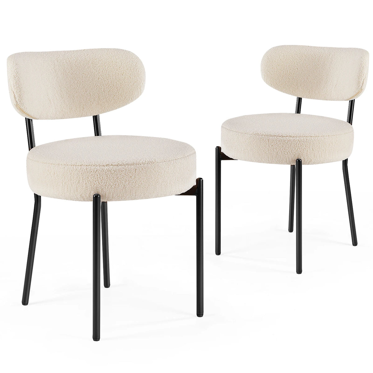 JHK Ergonomic Dining Chairs With Curved Backrest And Metal Legs