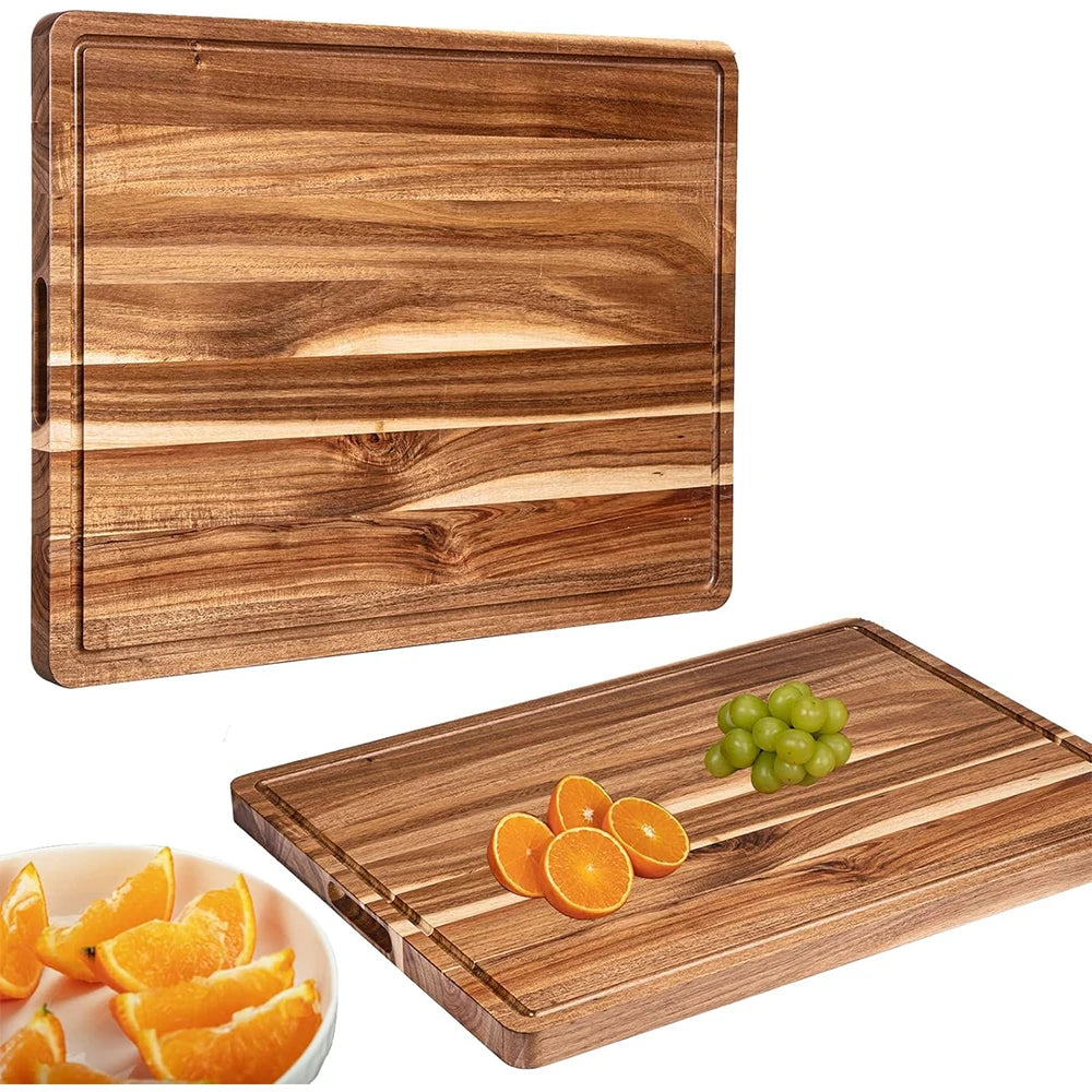 TWISTER.CK Reversible Wood Cutting Board With Juice Groove Handle