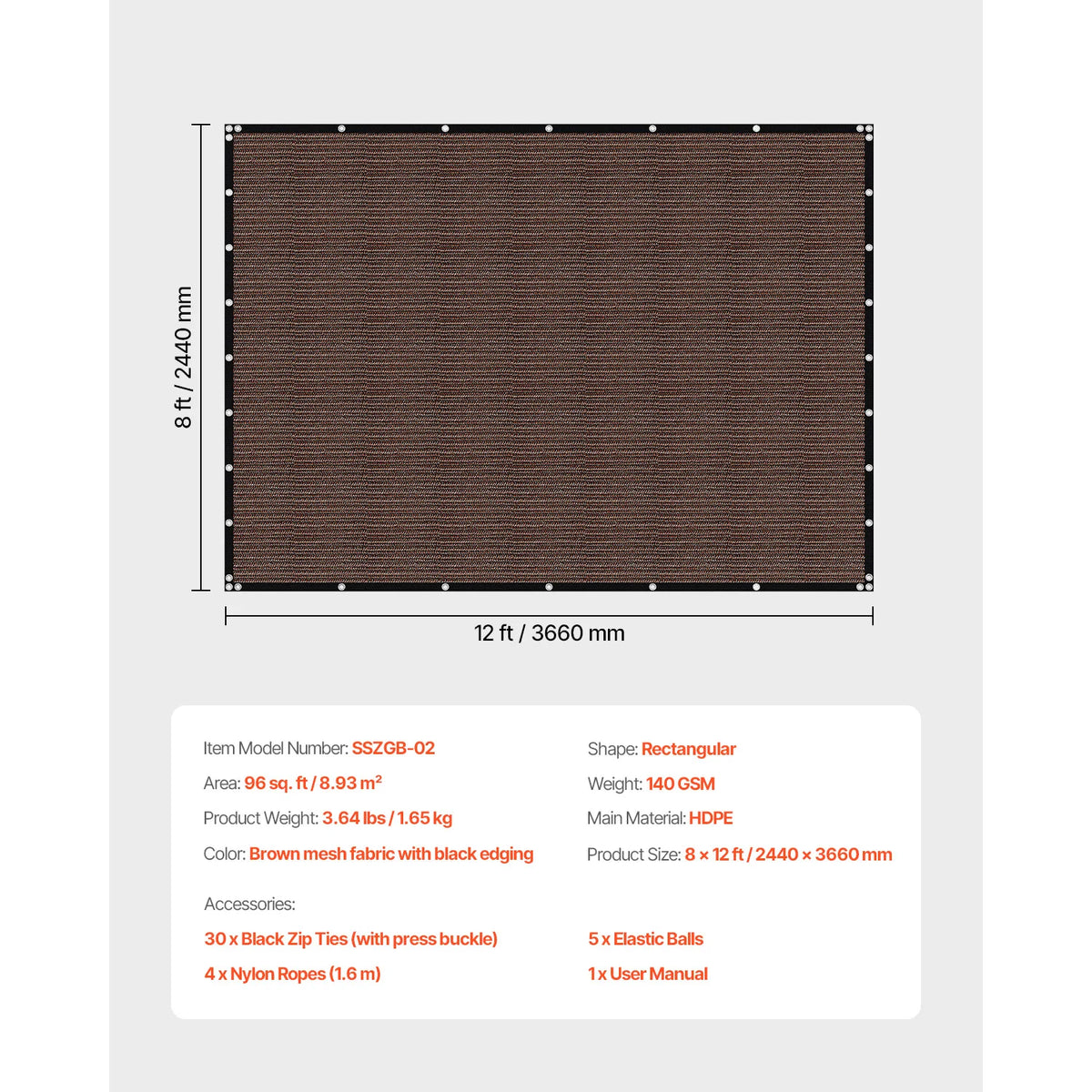 SucceBuy High Density Polyethylene Sun Shade Cloth