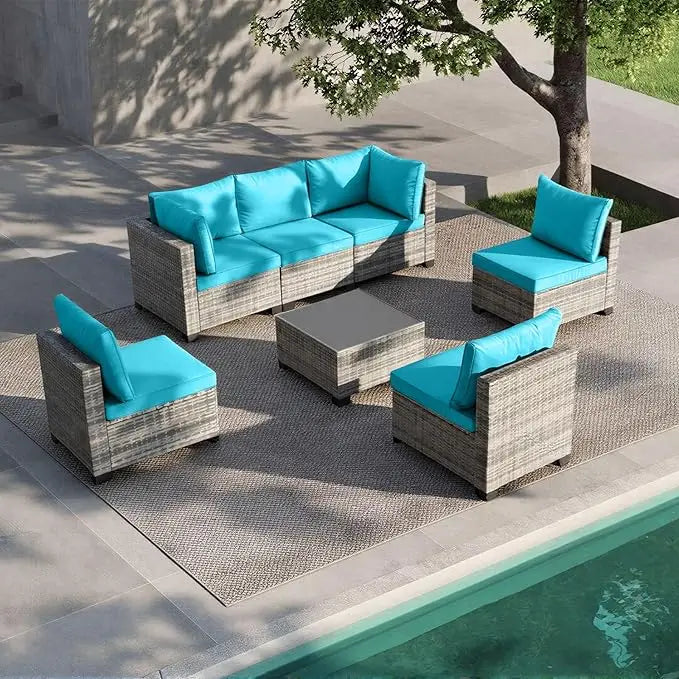 All Weather Outdoor Patio Furniture Set With Rattan Wicker Frame