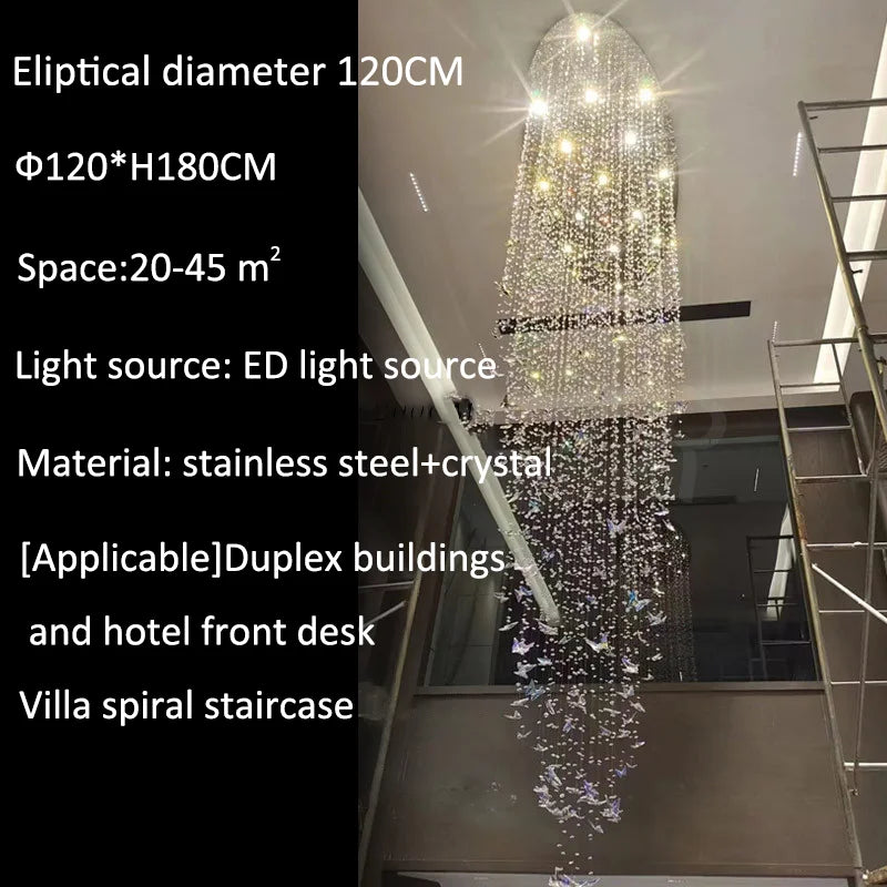 JIAYOOR Butterfly Crystal Chandelier Luxury Pendant Light for Living Room