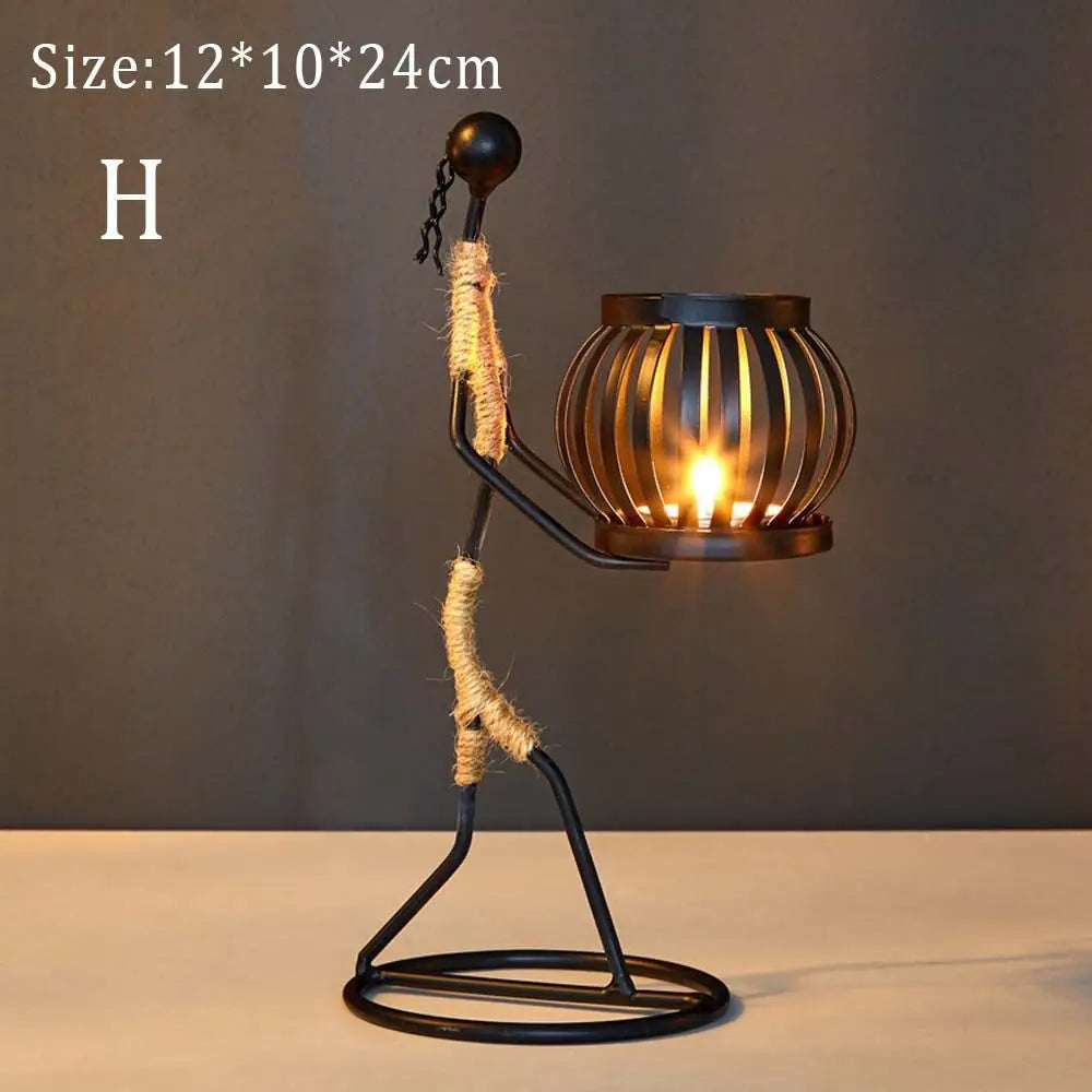Foundtwo Nordic Metal Abstract Character Candle Holder Home Decor