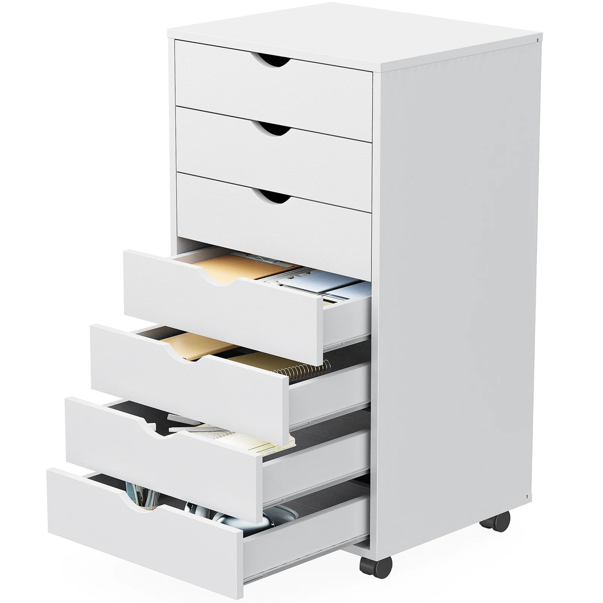 Jhk Wooden Seven Drawer Rolling Storage Cabinet Bedside Nightstand
