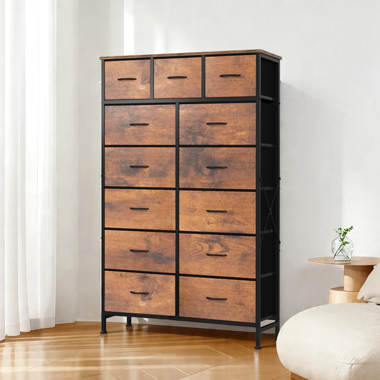 JHK Modern Fabric Drawers Dresser Steel Frame Cabinet