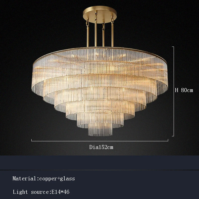 Nordic Luxury Glass Chandelier Pendant Light for Living Room Hotel
