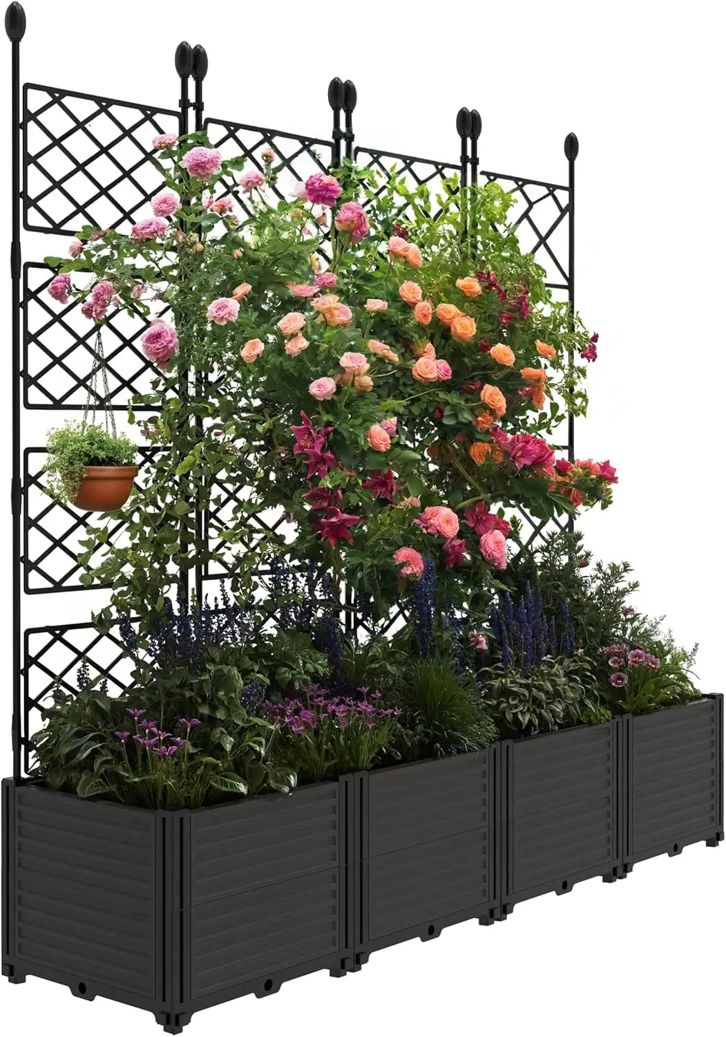 Twister CK Outdoor Garden Planter Box With Trellis Rack