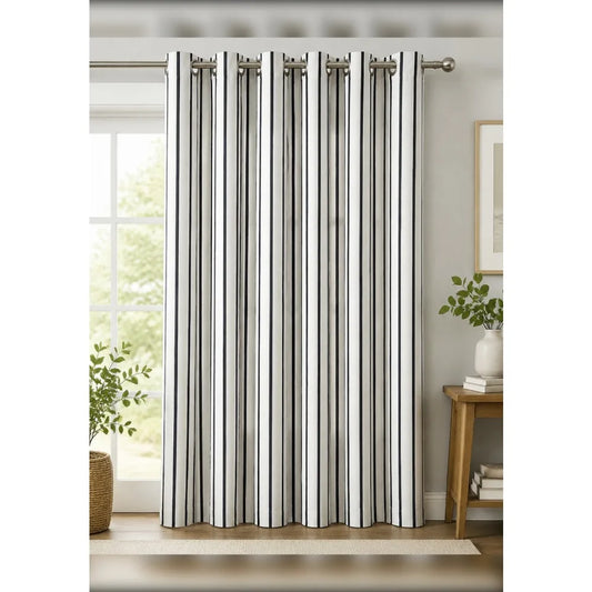 Water Resistant Grommet Top Striped Window Curtain