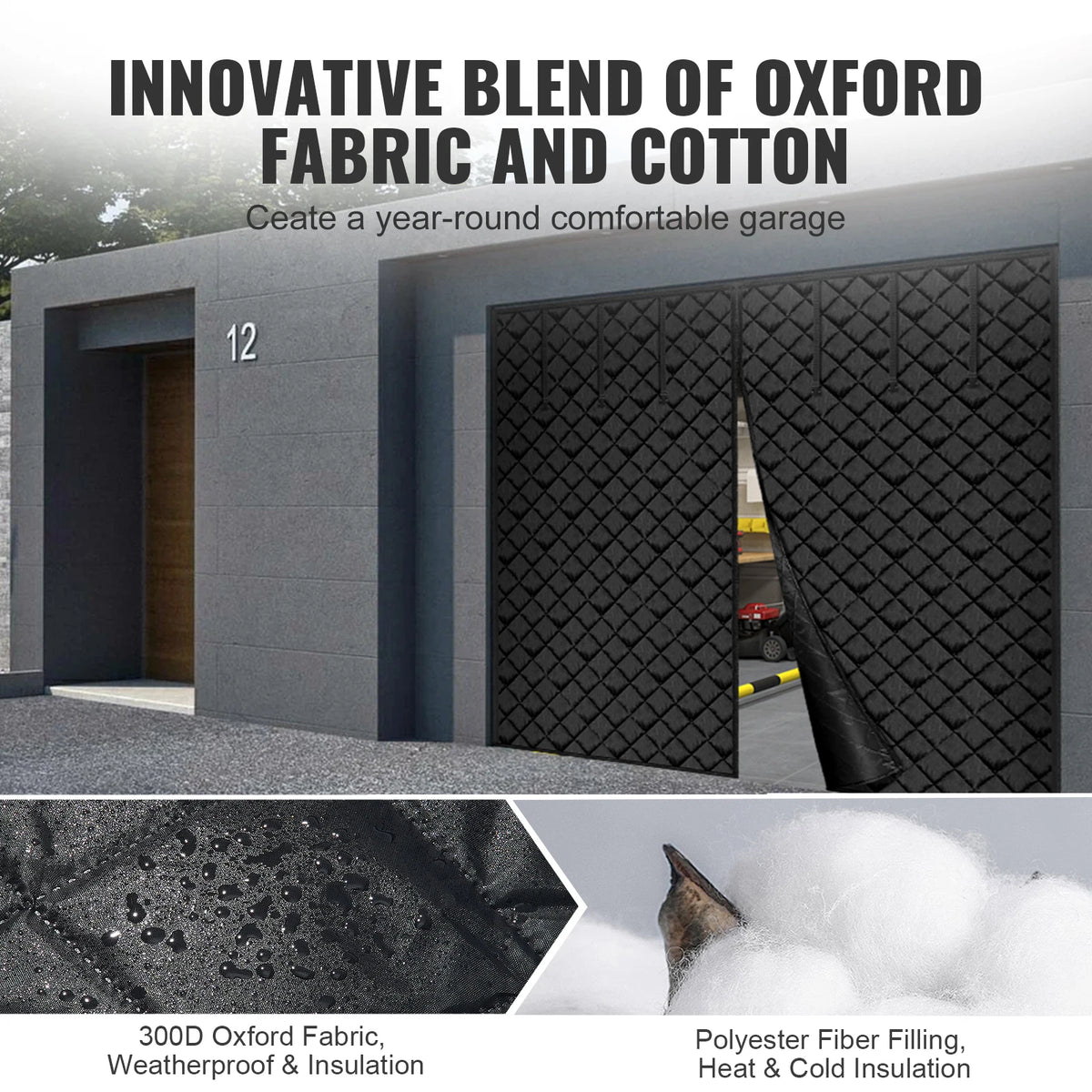 Magnetic Thermal Insulated Garage Door Screen With 300D Oxford Fabric