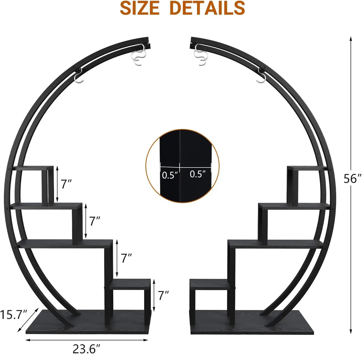 Twister 5-Tier Metal Indoor Plant Stand Half Moon Garden