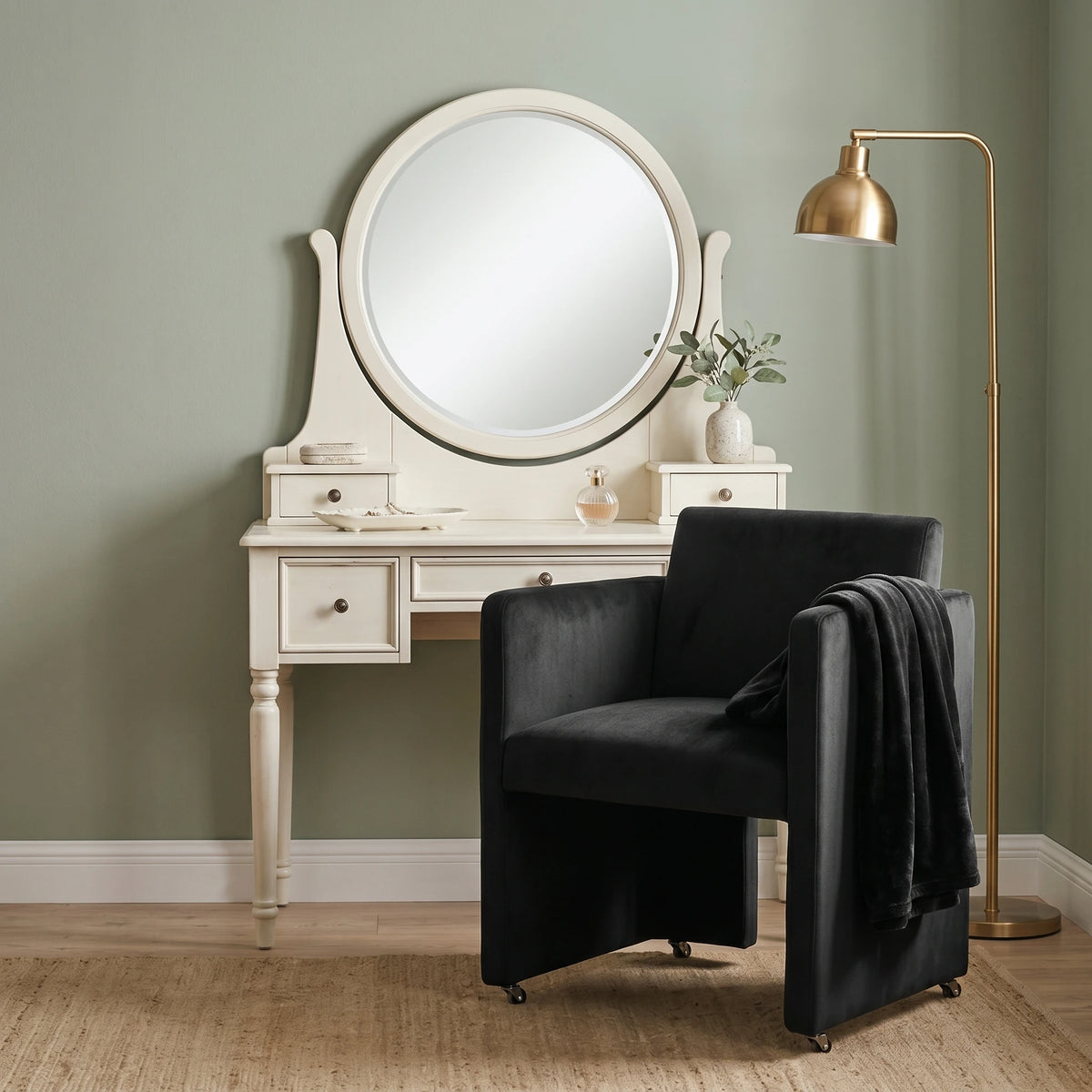 Modern Velvet Upholstered Barrel Chair For Living Room