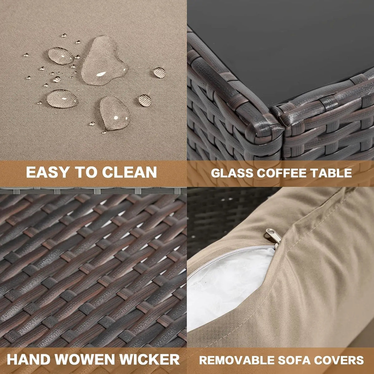 All Weather Outdoor Patio Furniture Set With Rattan Wicker Frame