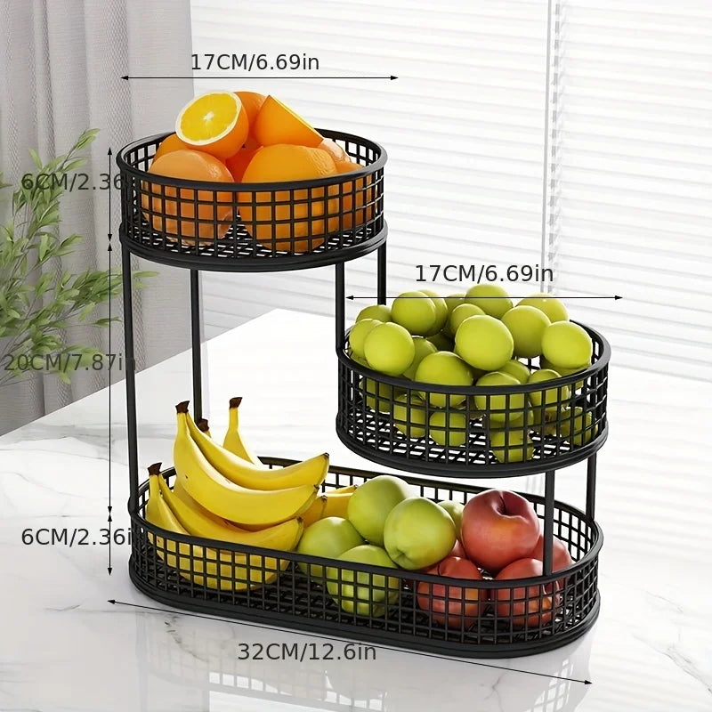 Stainless Steel Multilayer Fruit Basket Round Metal Display Rack