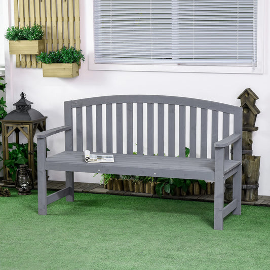 Outsunny Modern Arch Slatted Backrest Garden Bench For Outdoors