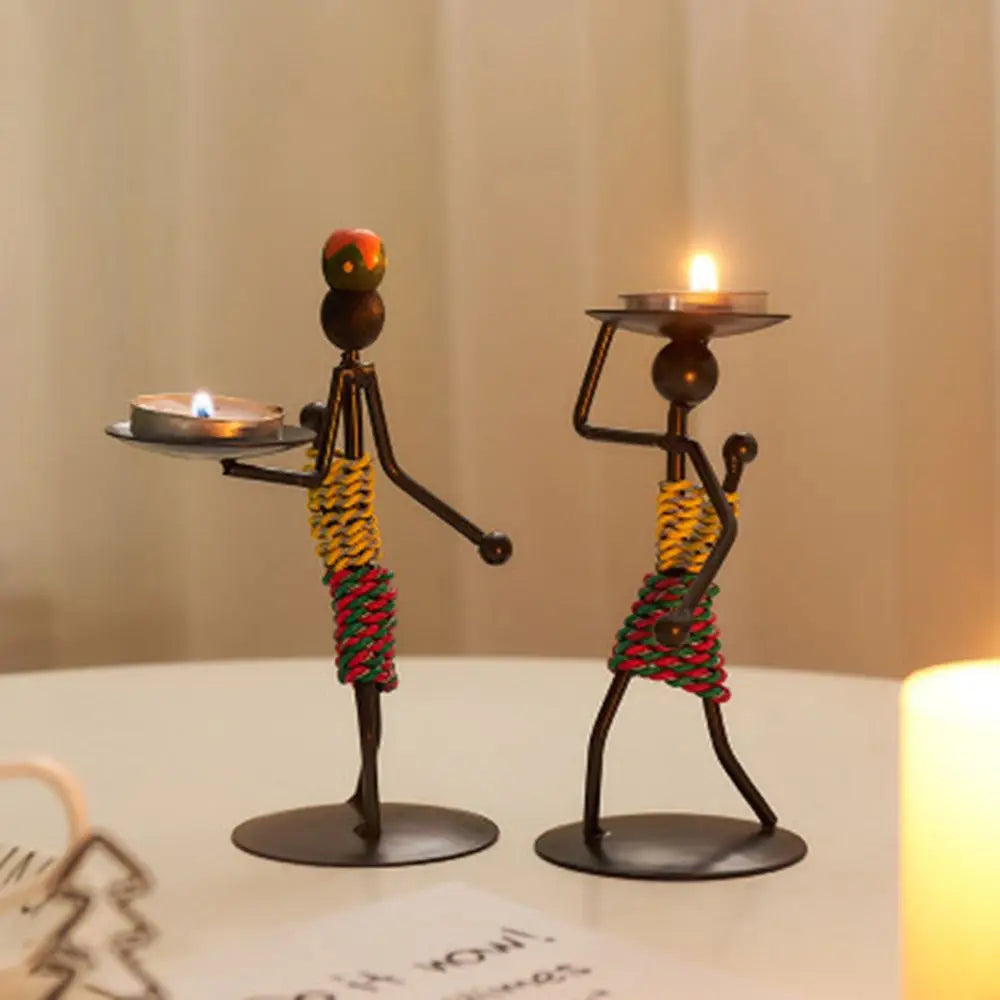 Foundtwo Nordic Metal Abstract Character Candle Holder Home Decor