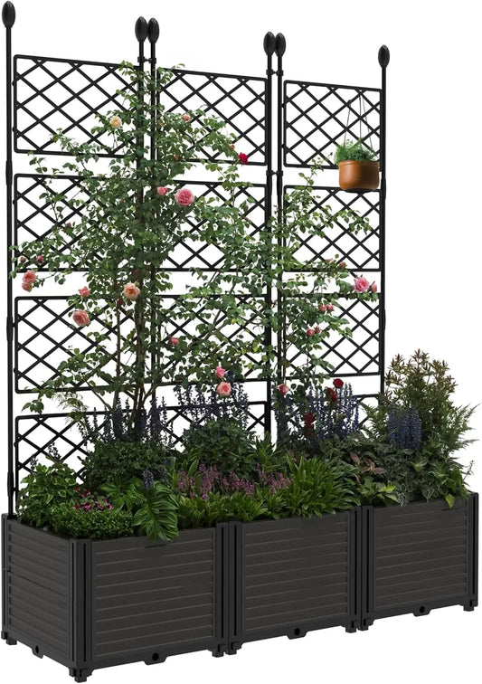 Twister CK Outdoor Garden Planter Box With Trellis Rack