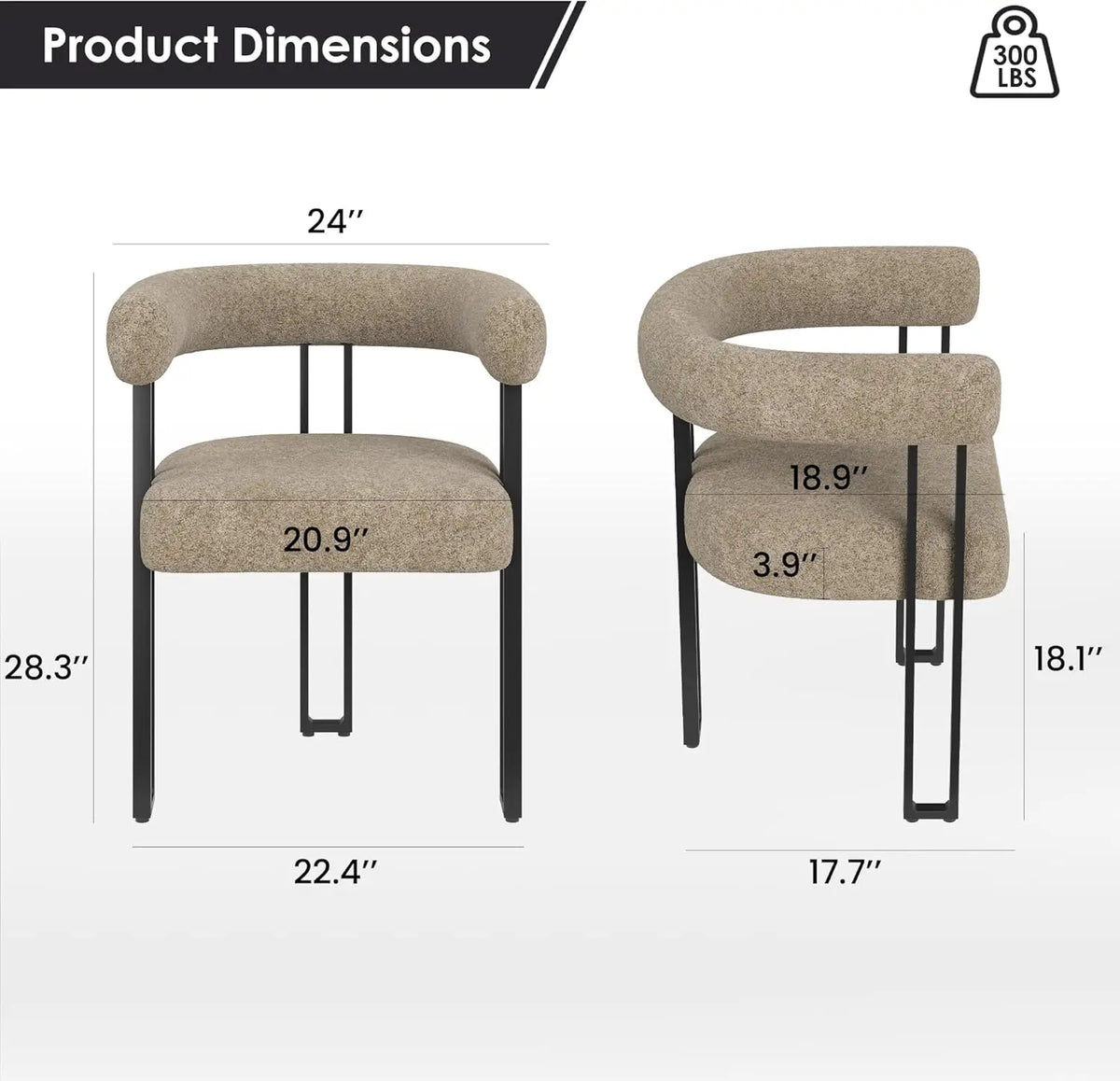Farini Upholstered Boucle Modern Dining Accent Chairs