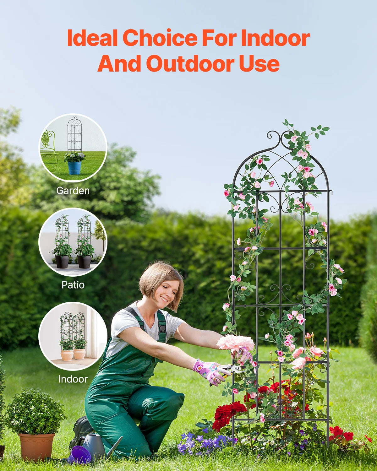 SucceBuy Rustproof Metal Garden Trellis For Climbing Plants And Flowers