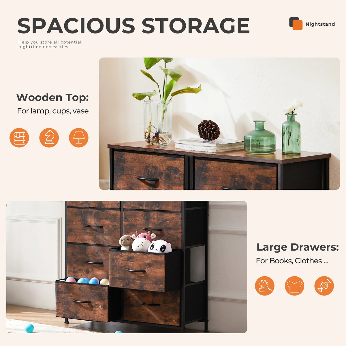 MCQ 8 Drawer Metal Storage Cabinet For Living Room And Bedroom