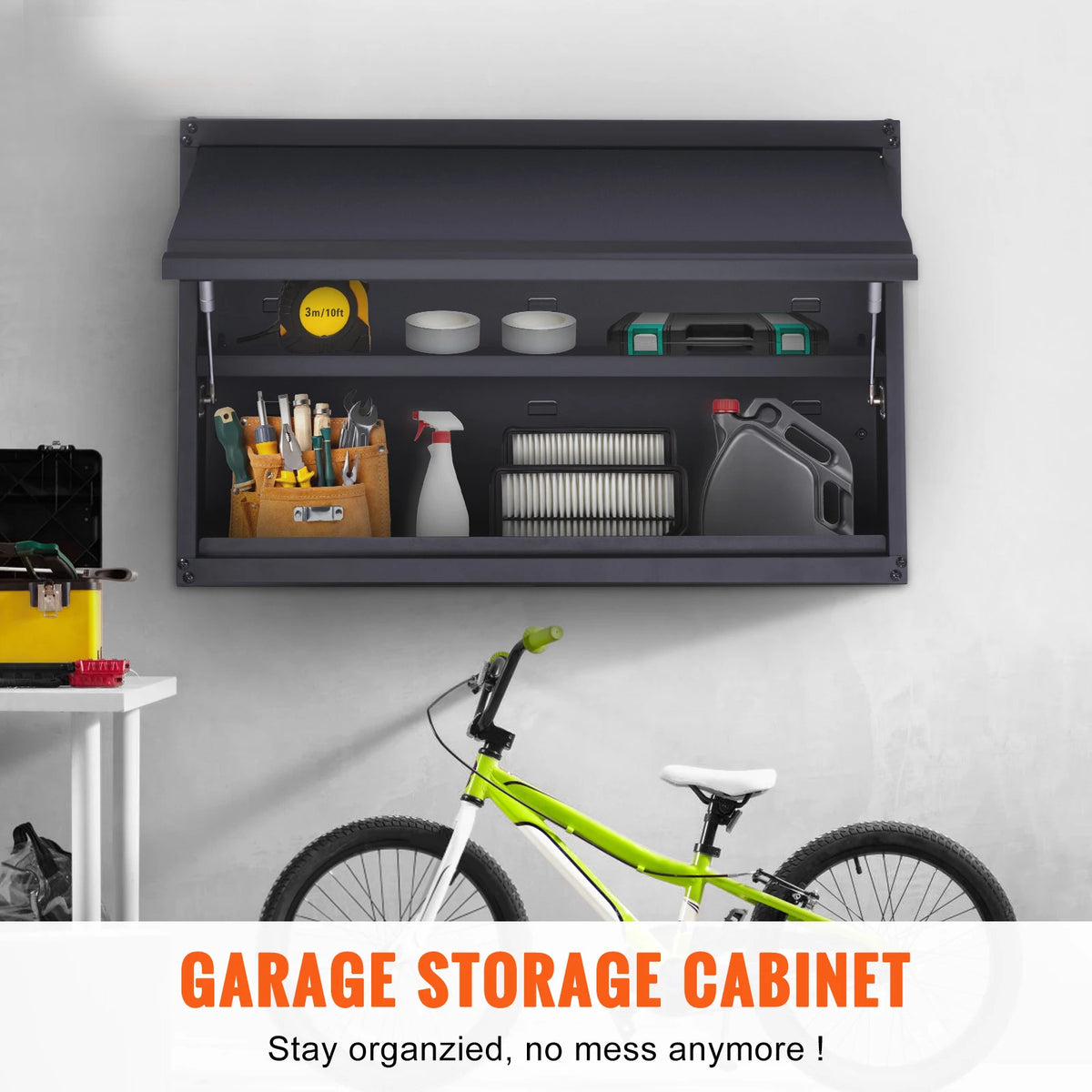 Steel Wall Mounted Storage Cabinet With Adjustable Garage Shelves