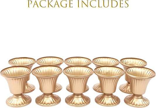 BYMAOCAR 10 Pcs Gold Metal Trumpet Flower Vases, 4 Inch Short Elegant Flower Stands, Decorative Centerpiece Vases for Wedding Reception Birthday Party Home Decor & Floral Arrangement