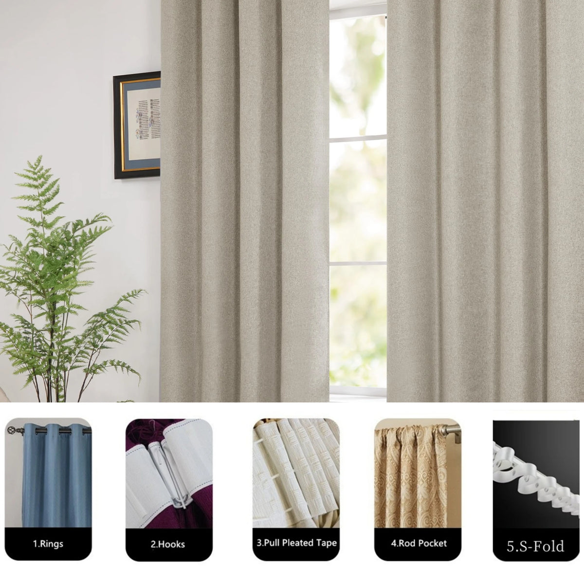 Custom Blackout And Soundproof Window Curtain Panels Set
