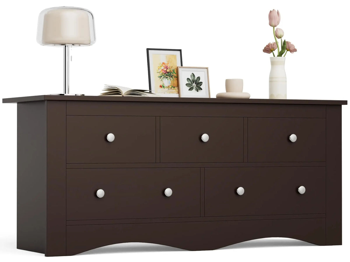 Wooden Five Drawer Bedroom Dresser Versatile Living Room Storage Cabinet