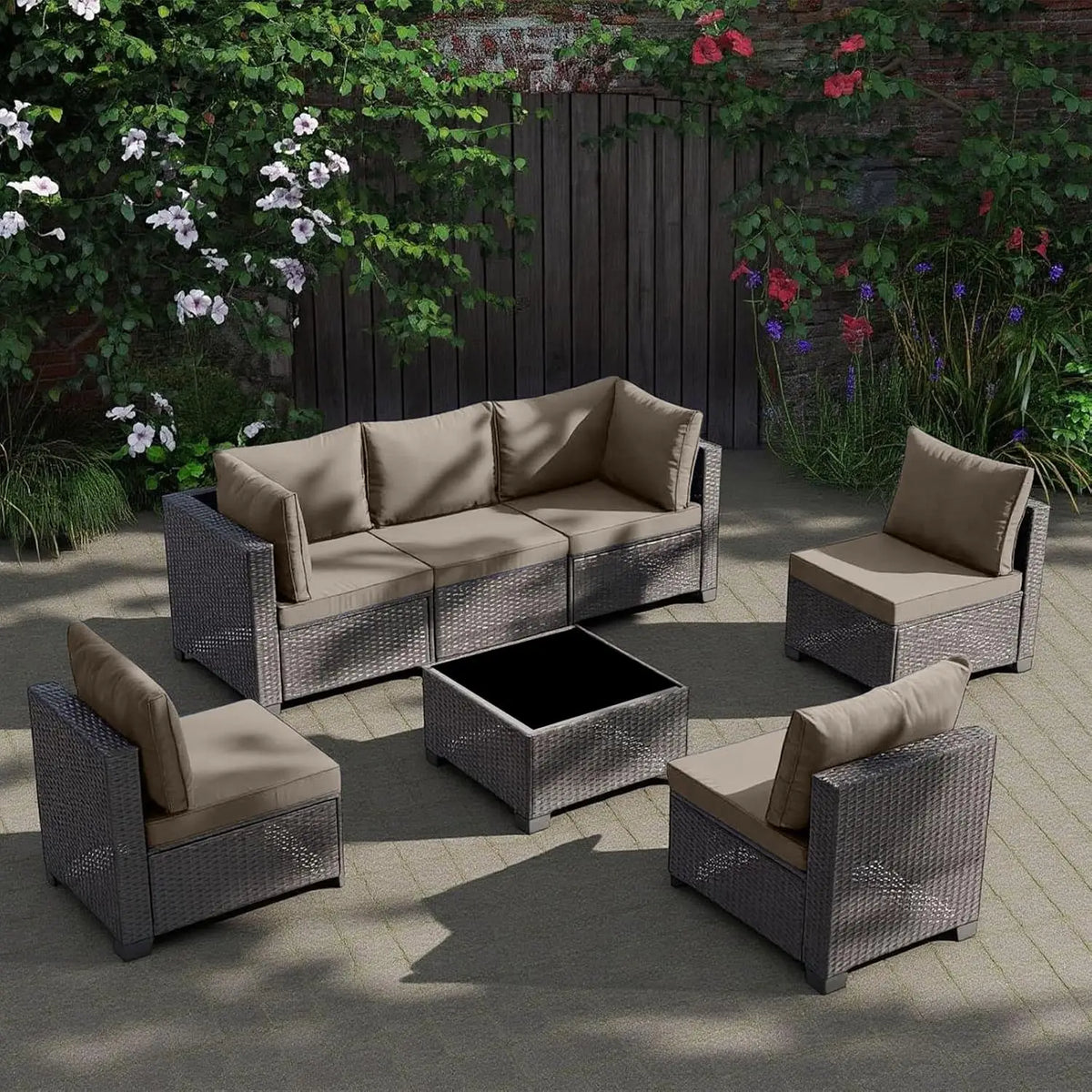 All Weather Outdoor Patio Furniture Set With Rattan Wicker Frame