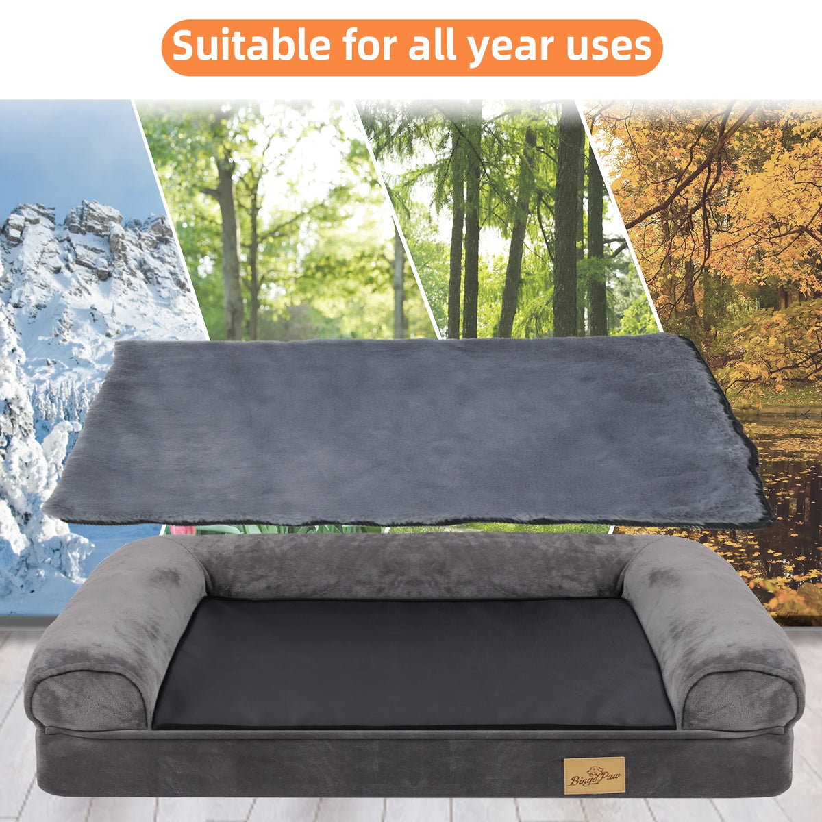 Waterproof Bolster Dog Sofa Bed With Removable Washable Cover