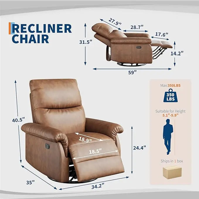 Luxury PU Leather Recliner Rocker Chair For Living Room