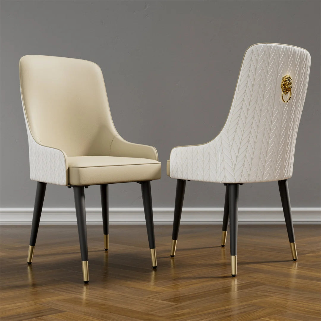 Luvodi Modern Upholstered Dining Chair Set With Lion Knocker
