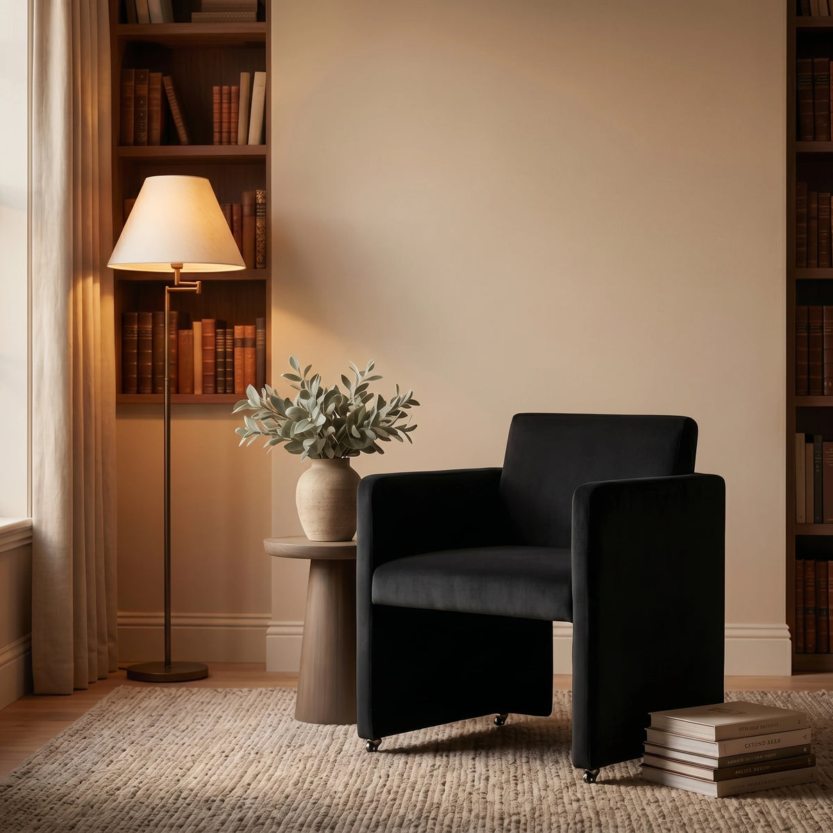 Modern Velvet Upholstered Barrel Chair For Living Room
