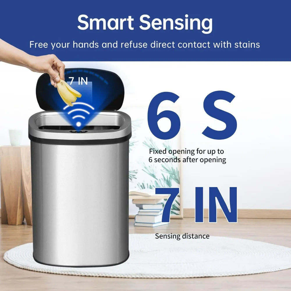 BestOffice Automatic Touchless Stainless Steel Trash Can