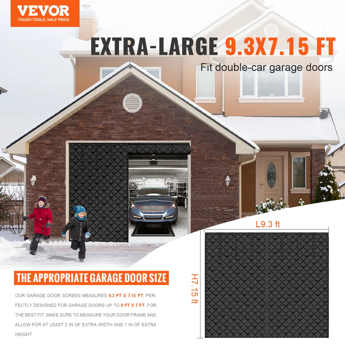 Magnetic Thermal Insulated Garage Door Screen With 300D Oxford Fabric