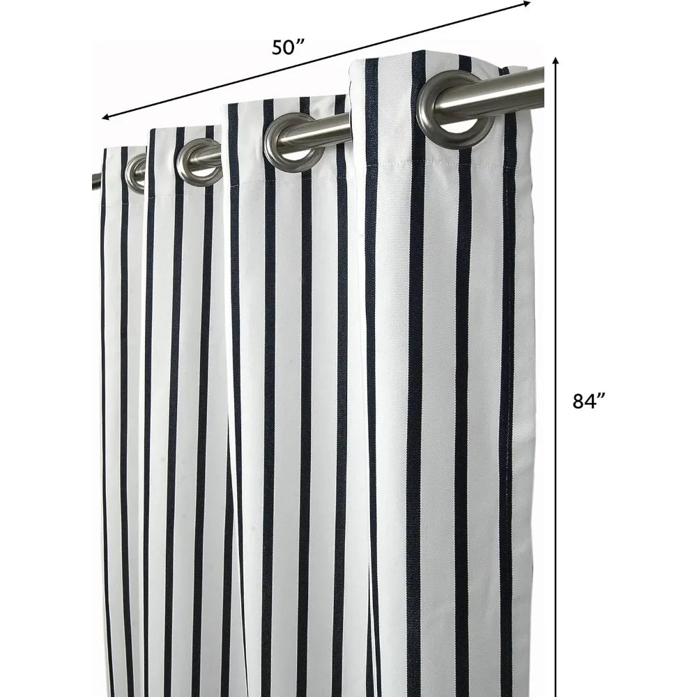 Water Resistant Grommet Top Striped Window Curtain